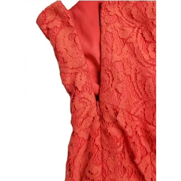 J. Crew Alexa One Shoulder Style Texture Laced Mini Dress Back Slit 12 Poppy Red - Picture 12 of 16